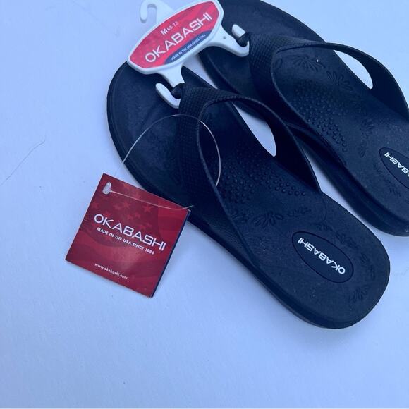 Okabashi Women’s Black Arch Support Non Slip Washable Every Day Sandals Sz M NWT - Picture 5 of 11